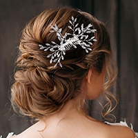 Glass Beads Flower Leaf Hair Comb