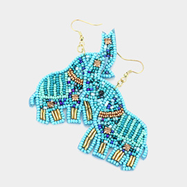 Felt Back Elephant Beaded Dangle Earrings