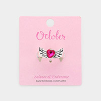 October - Birthstone Heart Wing Stretch Ring