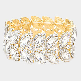 Marquise Stone Embellished Stretch Evening Bracelet