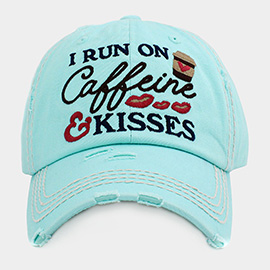 I RUN ON CAFFEINE AND KISSES Vintage Baseball Cap