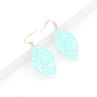 Acetate Leaf Pattern Marquise Dangle Earrings