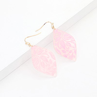 Celluloid Acetate Leaf Pattern Marquise Dangle Earrings