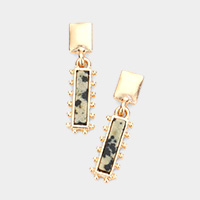 Rectangular Natural Stone Drop Dangle Earrings