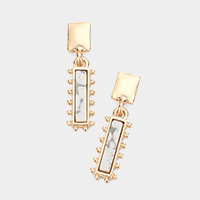 Rectangular Natural Stone Drop Dangle Earrings