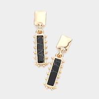 Rectangular Natural Stone Drop Dangle Earrings