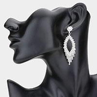 Rhinestone Pave Open Marquise Dangle Evening Earrings