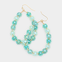 Faceted Bead Cluster Floral Teardrop Earrings 