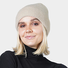 Ribbed Cuff Knit Beanie Hat