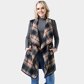 Plaid Check Vest With Pocket