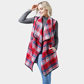 Plaid Check Vest With Pocket