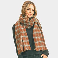 Plaid Check Lurex Oblong Scarf