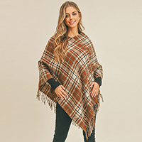 Multi Plaid Poncho