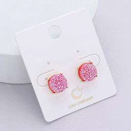 Round Druzy Stud Earrings