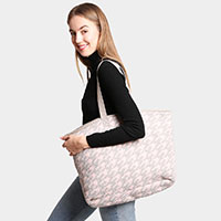 Houndstooth Patterned Tote Bag