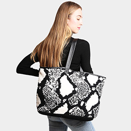 Snakeskin Patterned Tote Bag