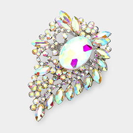 Oval Stone Accented Bouquet Pin Brooch / Pendant