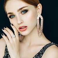 Draped Rhinestone Embellished Evening Earrings