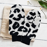 Leopard Teddy Pop-Top Mitten Gloves