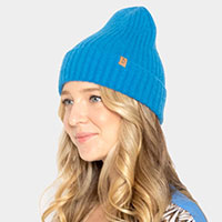 Solid Ribbed Cuff Beanie Hat