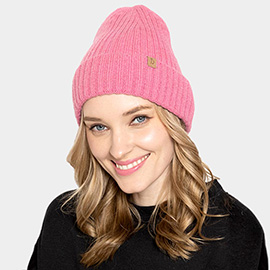 Solid Ribbed Cuff Beanie Hat