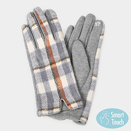 Plaid Check Patterned Touch Smart Gloves