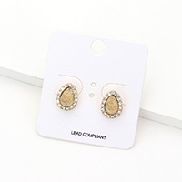 Teardrop Stone Accented Stud Earrings