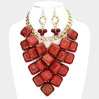 Ethnic Pattern Medals Embellished Statement Necklace