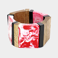 Celluloid Acetate Wood Stretch Bracelet