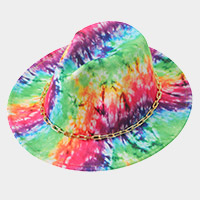 Hardware Chain Band Multi Tie-dye Printed Fedora Hat