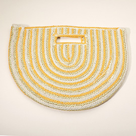 Round Stripped Knitted Woven Tote Bag