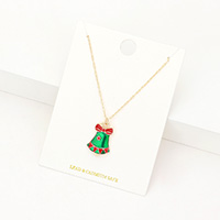 Enamel Christmas Bell Pendant Necklace