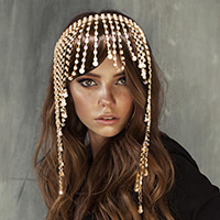 Pearl Accented Rhinestone Pave Fringe Chain Head Chain