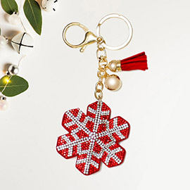 Bling Snowflake Tassel Keychain