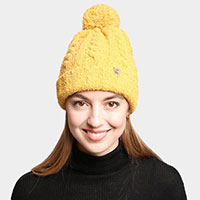 Solid Color Pom-Pom Beanie