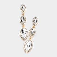 Triple Marquise Stone Drop Down Dangle Evening Earrings