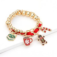 2PCS - Christmas Theme Enamel Charm Stretch Bracelets