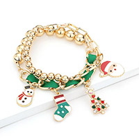 2PCS - Christmas Theme Enamel Charm Stretch Bracelets