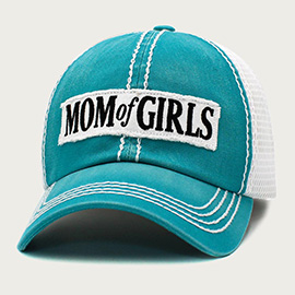 MOM OF GIRLS Message Mesh Back Baseball Cap