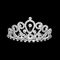 Round Stone Detail Rhinestone Princess Mini Tiara