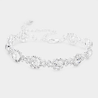 Rhinestone Flower Evening Bracelet