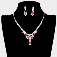 Marquise Stone Accented Rhinestone Pave Necklace