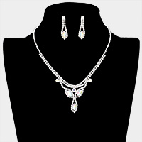 Marquise Stone Accented Rhinestone Pave Necklace