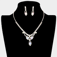 Marquise Stone Accented Rhinestone Pave Necklace