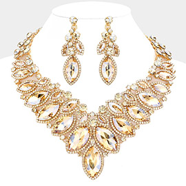 Marquise Stone Cluster Embellished Evening Necklace