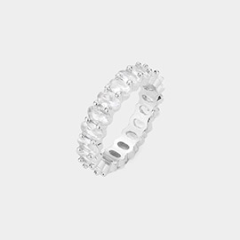 CZ Oval Accented Band Ring