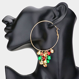 Christmas Bell Charm Hoop Earrings