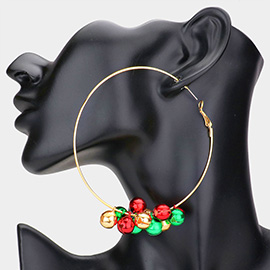 Christmas Bell Charm Hoop Earrings