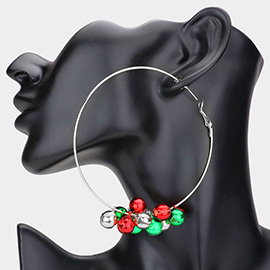 Christmas Bell Charm Hoop Earrings