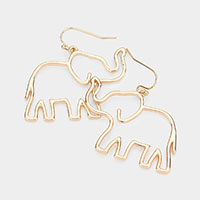 Metal Cut Out Elephant Dangle Earrings